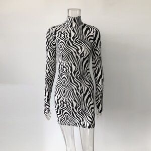 Zebra Print Long Sleeve Dress